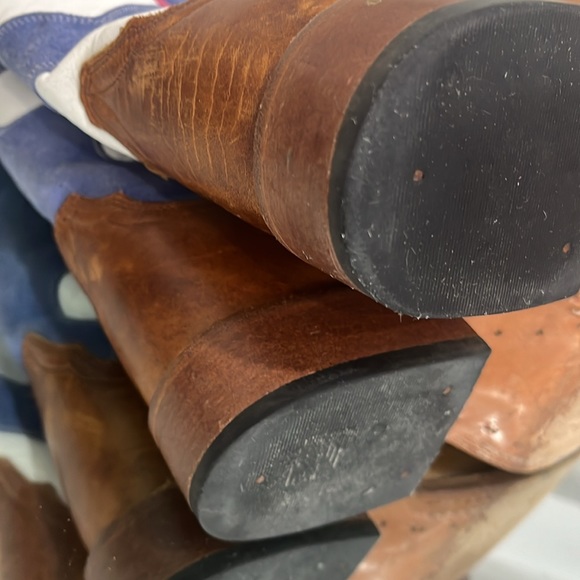 Macie Bean Western Boots Leather Blue  Polkadot Pink Tan 5 - Picture 11 of 16